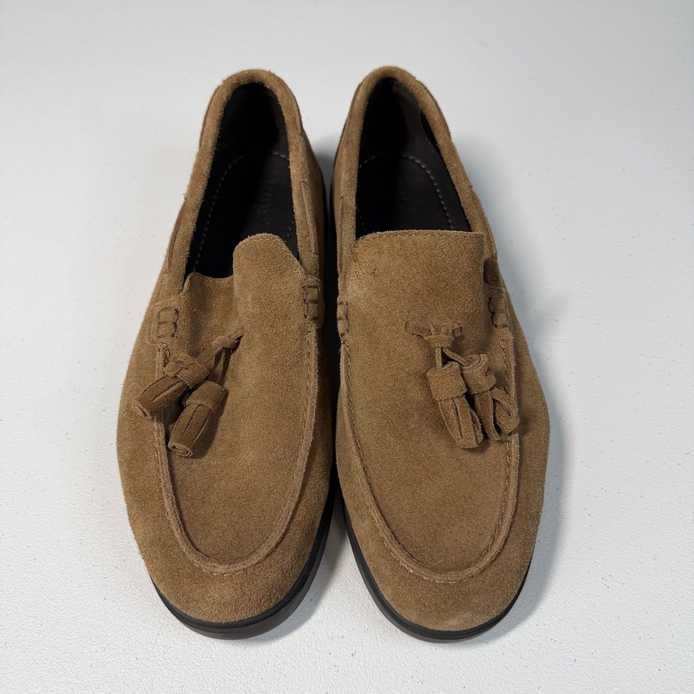 Zara Mens Tassel Loafers Brown Suede Slip On Shoes Classic Preppy EUR 41 US 8